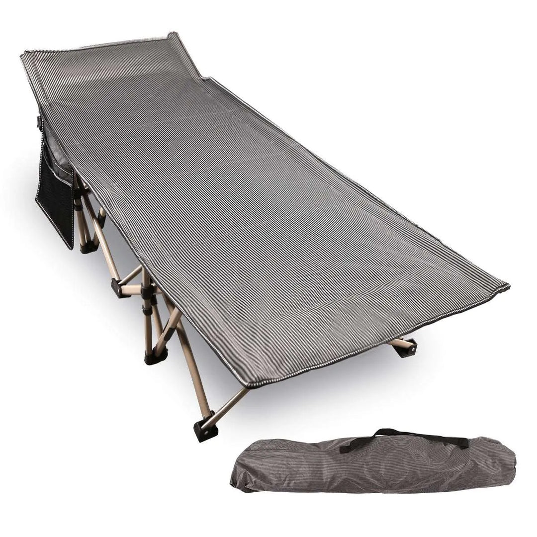 Extra Wide Folding Camping Cot for Adults, Grey Blue Green - Redcamp