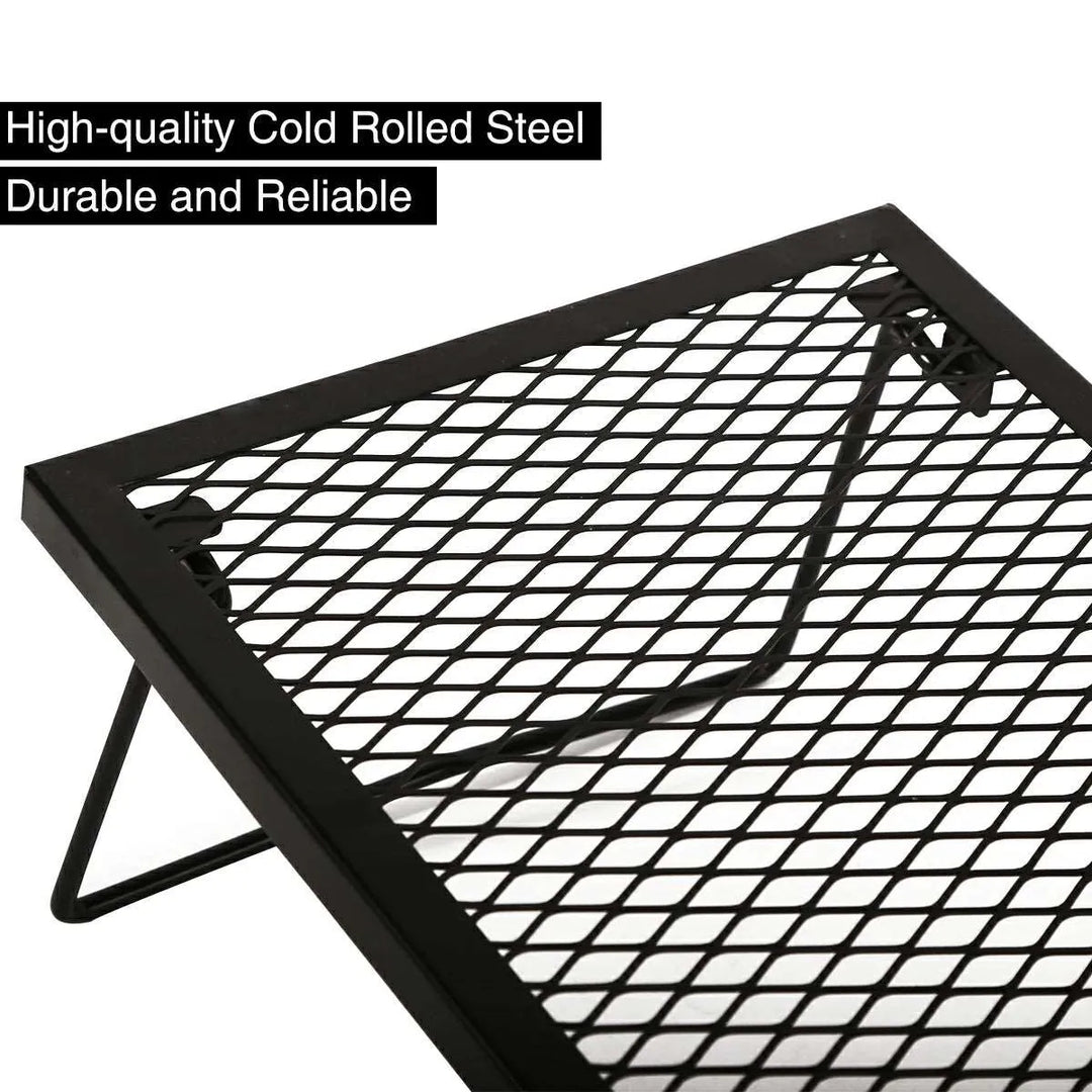 Portable Heavy Duty Folding Steel Campfire Grill Grate for Outdoor Cooking, Black - Redcamp