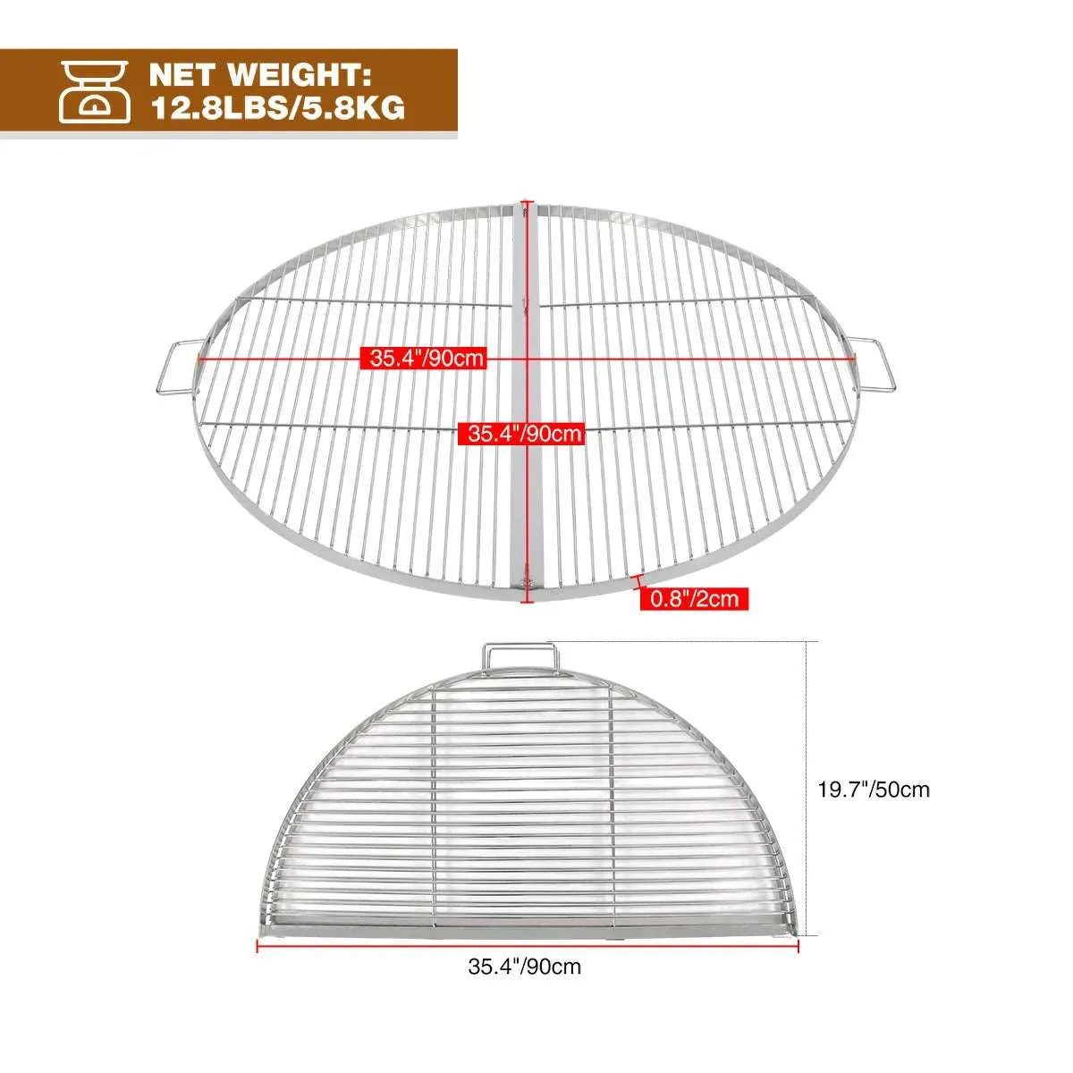 Foldable Fire Pit Grill Cooking Grate with Handle - Redcamp