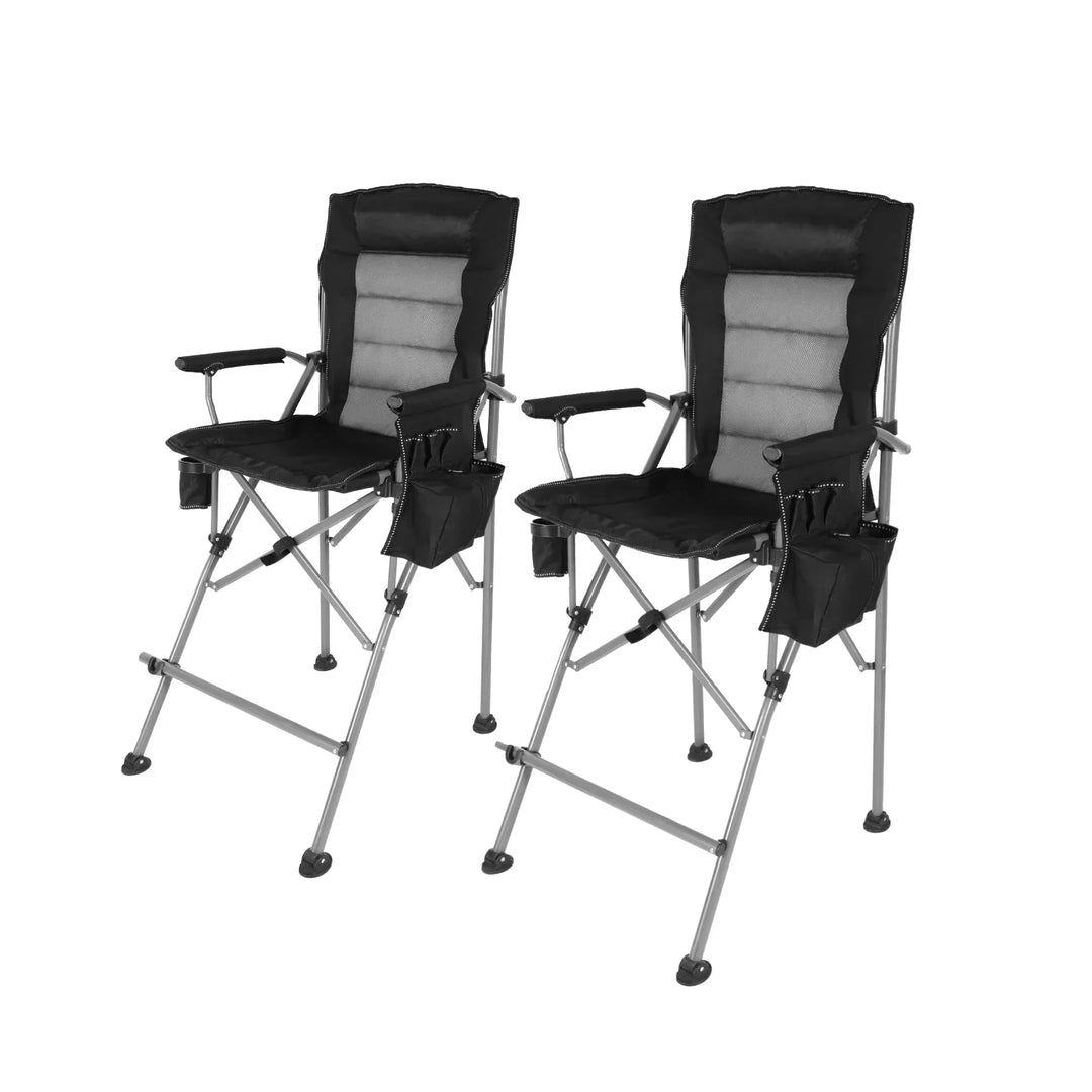 Chaise pliante extra haute, chaises de réalisateur pliables à hauteur de bar pour adultes avec dossier haut et accoudoirs rigides, supportant 330 lb