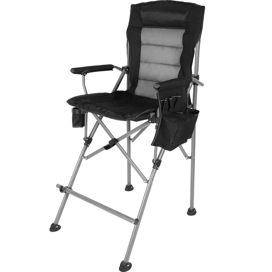 Chaise pliante extra haute, chaises de réalisateur pliables à hauteur de bar pour adultes avec dossier haut et accoudoirs rigides, supportant 330 lb