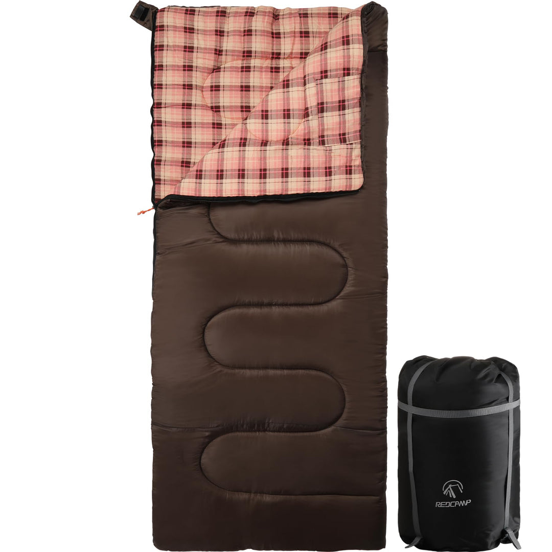 Cotton Flannel Rectangular Sleeping Bag 40-60°F