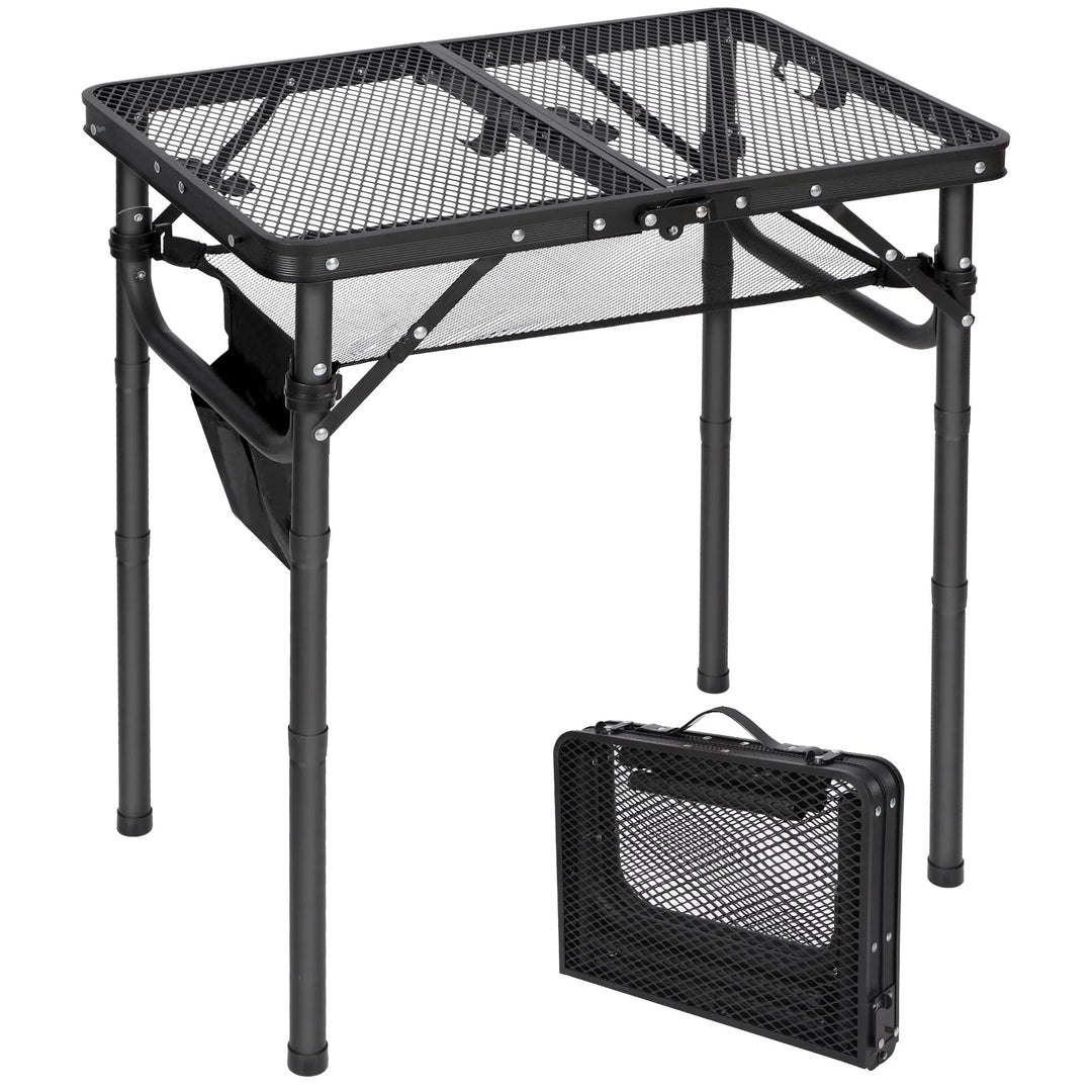 Table de barbecue pliante pour l'extérieur avec pieds réglables en hauteur 