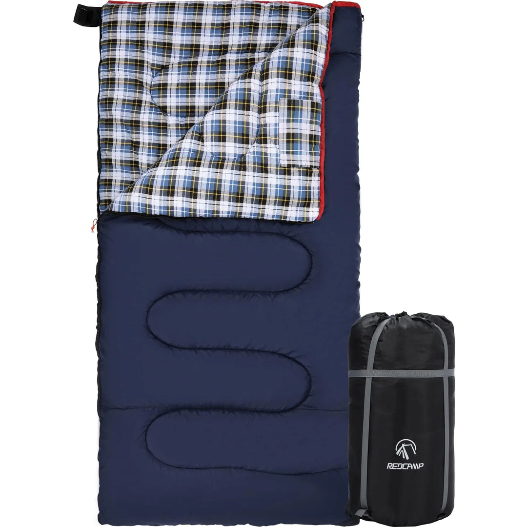 Extra-Wide Cotton Flannel Sleeping Bag for Adult Camping