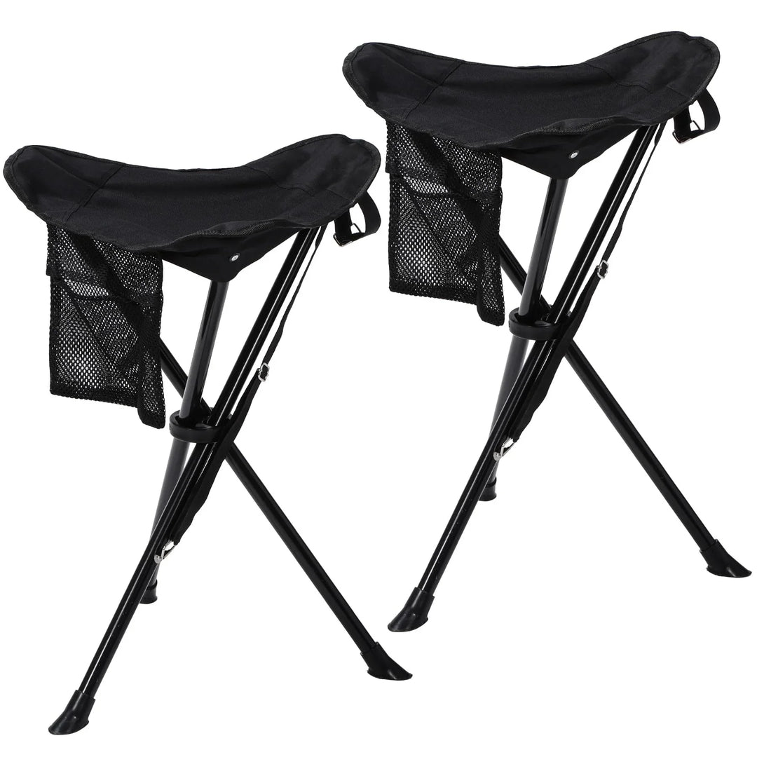 2 Pack Extra Tall Folding Tripod Stools for Adults, Lightweight Portable Camping Stools for Blinds, Small Tripod Chairs for Fishing Backpacking Travel, Black