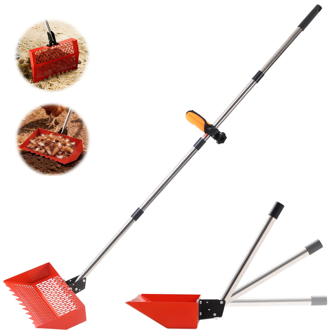 2-in-1 Adjustable Chicken Poop Scooper and Rake