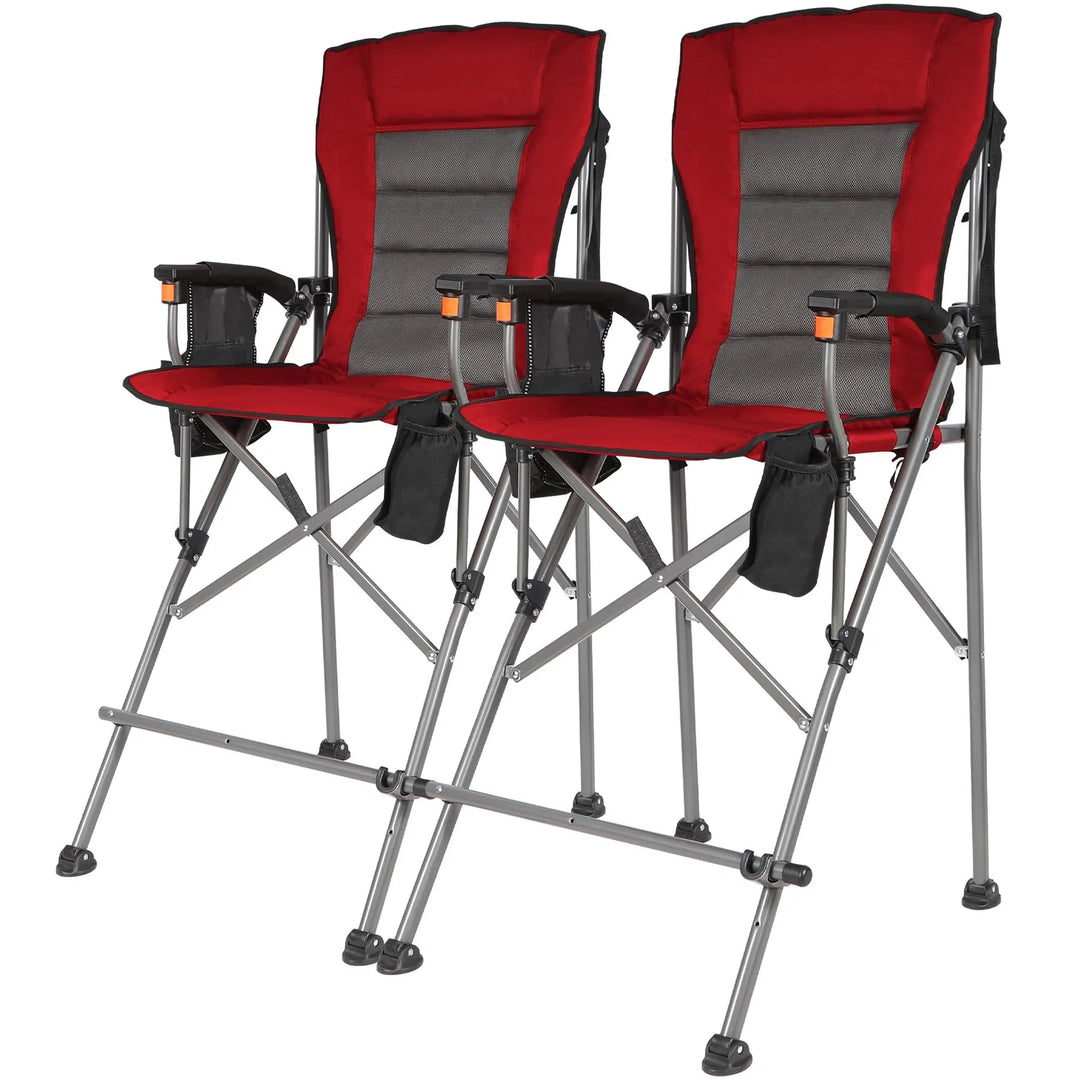 Chaise pliante extra haute, chaises de réalisateur pliables à hauteur de bar pour adultes avec dossier haut et accoudoirs rigides, supportant 330 lb