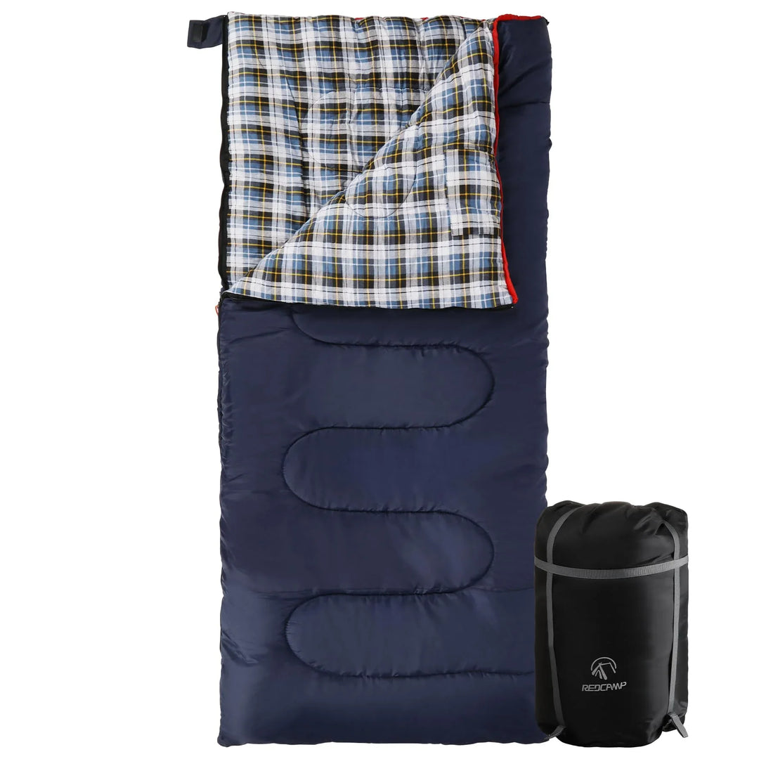 Extra-Wide Cotton Flannel Sleeping Bag for Adult Camping