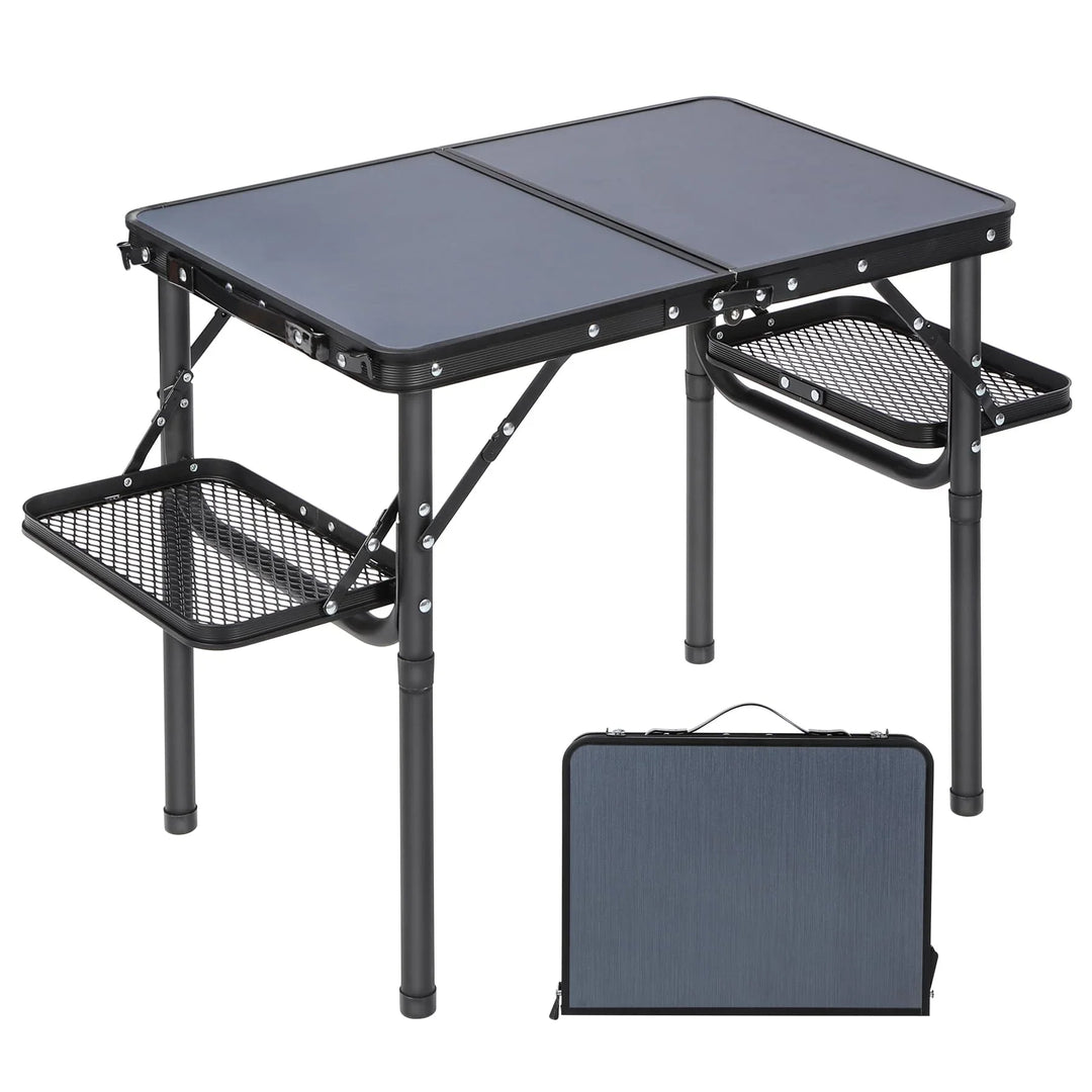 3ft Adjustable Aluminum Camping Table with Side Wings