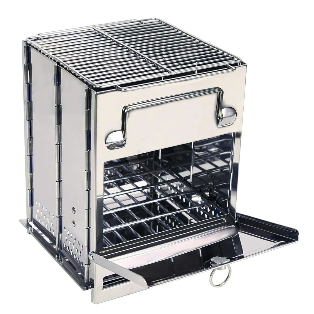 Folding Wood Burning Camping Stove with Grill
