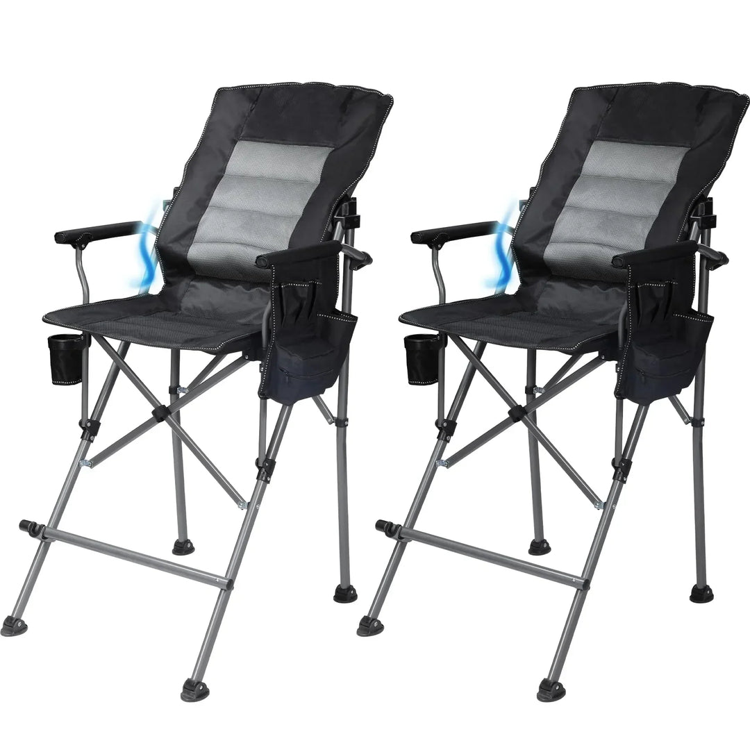 Chaise pliante extra haute, chaises de réalisateur pliables à hauteur de bar pour adultes avec dossier haut et accoudoirs rigides, supportant 330 lb