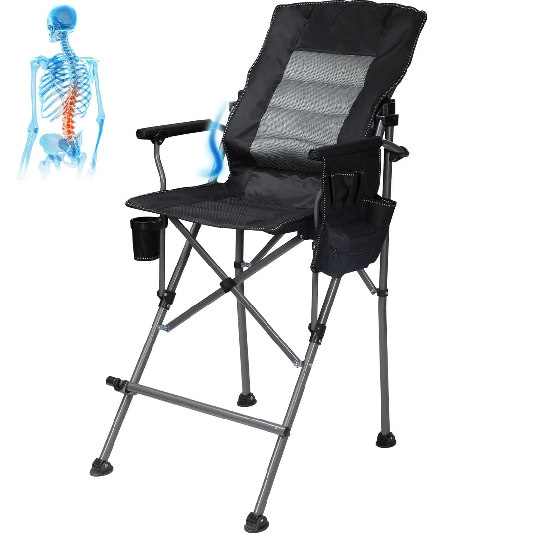 Chaise pliante extra haute, chaises de réalisateur pliables à hauteur de bar pour adultes avec dossier haut et accoudoirs rigides, supportant 330 lb