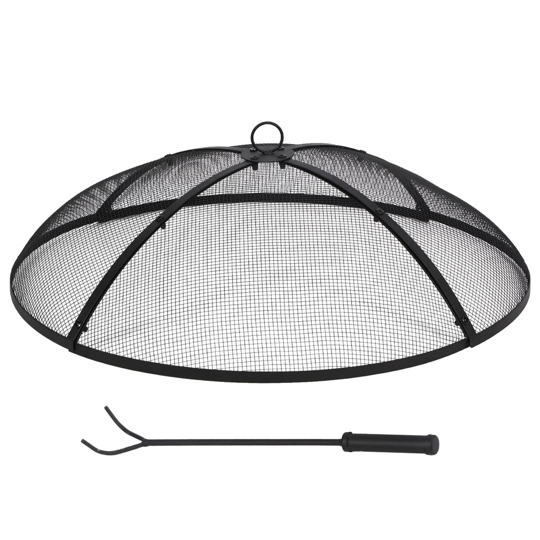Fire Pit Spark Screen with Handle and Poker Outdoor Mesh Cover30"/36"