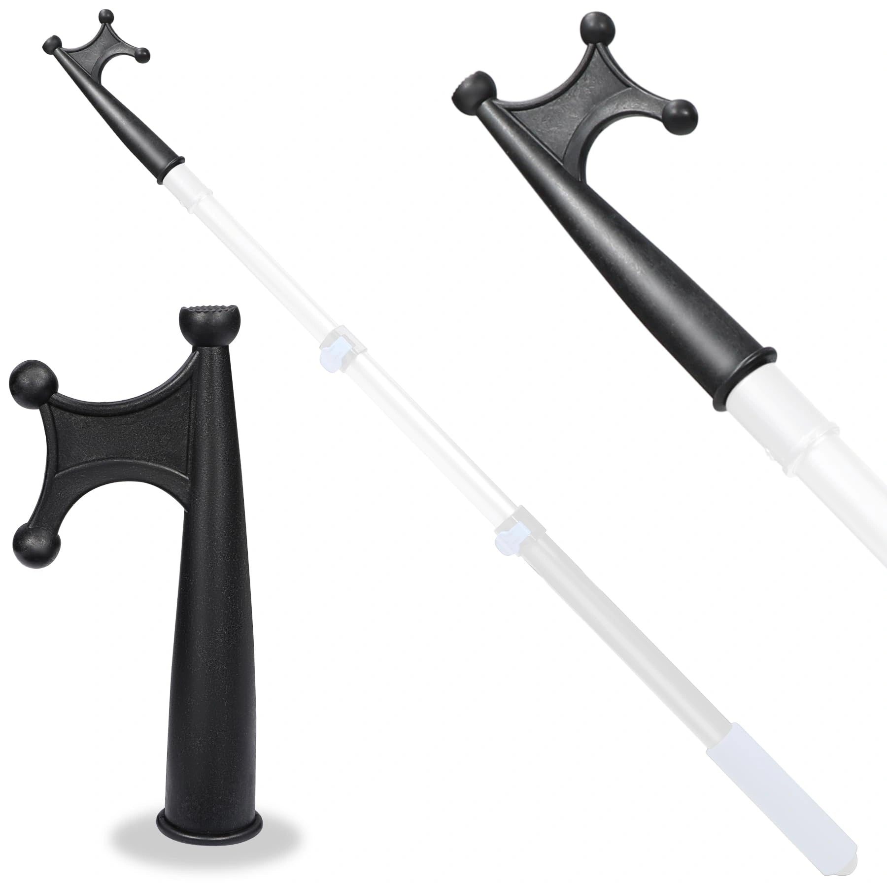 Gaffe télescopique extensible en aluminium de 8 pi/12 pi pour amarrage, noir/argent 