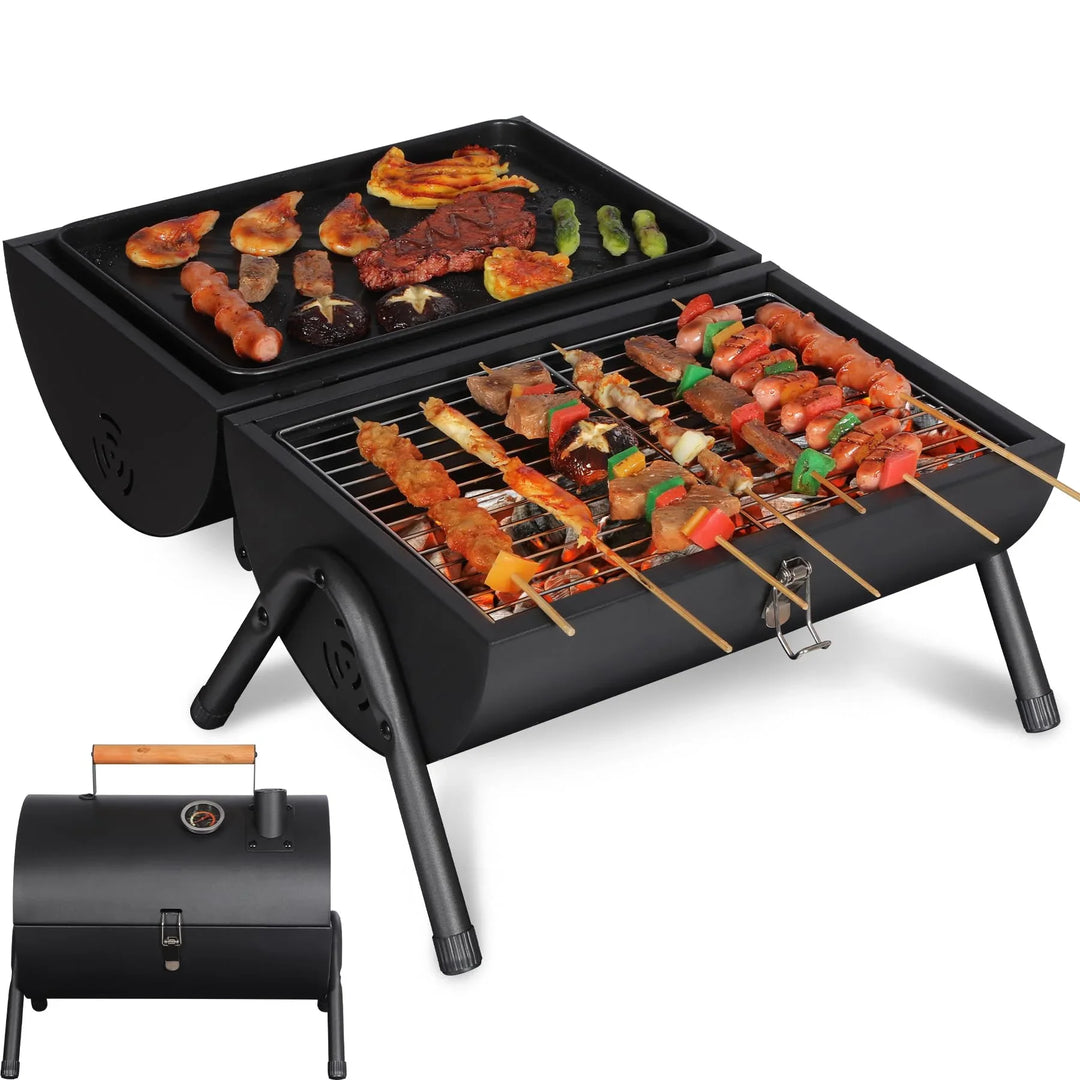 Portable Charcoal Grill with Thermometer