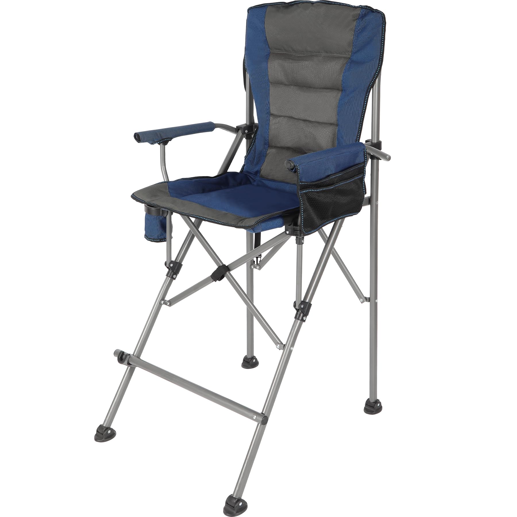 Extra Tall Folding Chair, Bar Height Foldable Director Chairs for Adults with High Back and Hard Arms, Support 330lbs