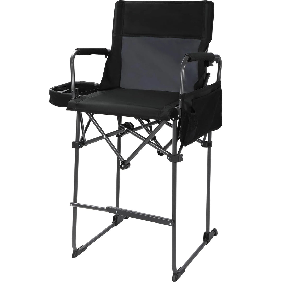 Chaise pliante extra haute, chaises de réalisateur pliables à hauteur de bar pour adultes avec dossier haut et accoudoirs rigides, supportant 330 lb