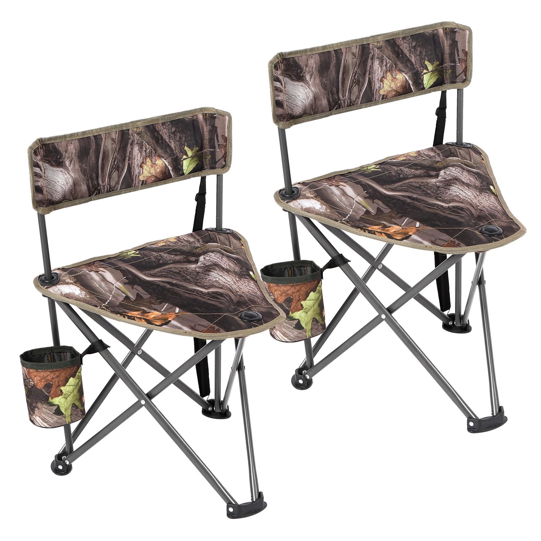 Two como tripod hunting chairs with backrests