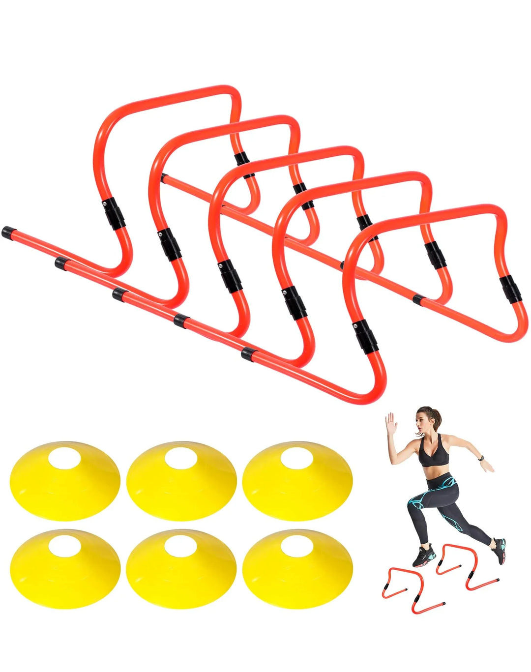 Adjustable Agility Hurdles,4 Height Speed Training Hurdles, Portable Speed Training Equipment with Carry Bag for for Athletes,Kids,Soccer,Basketball