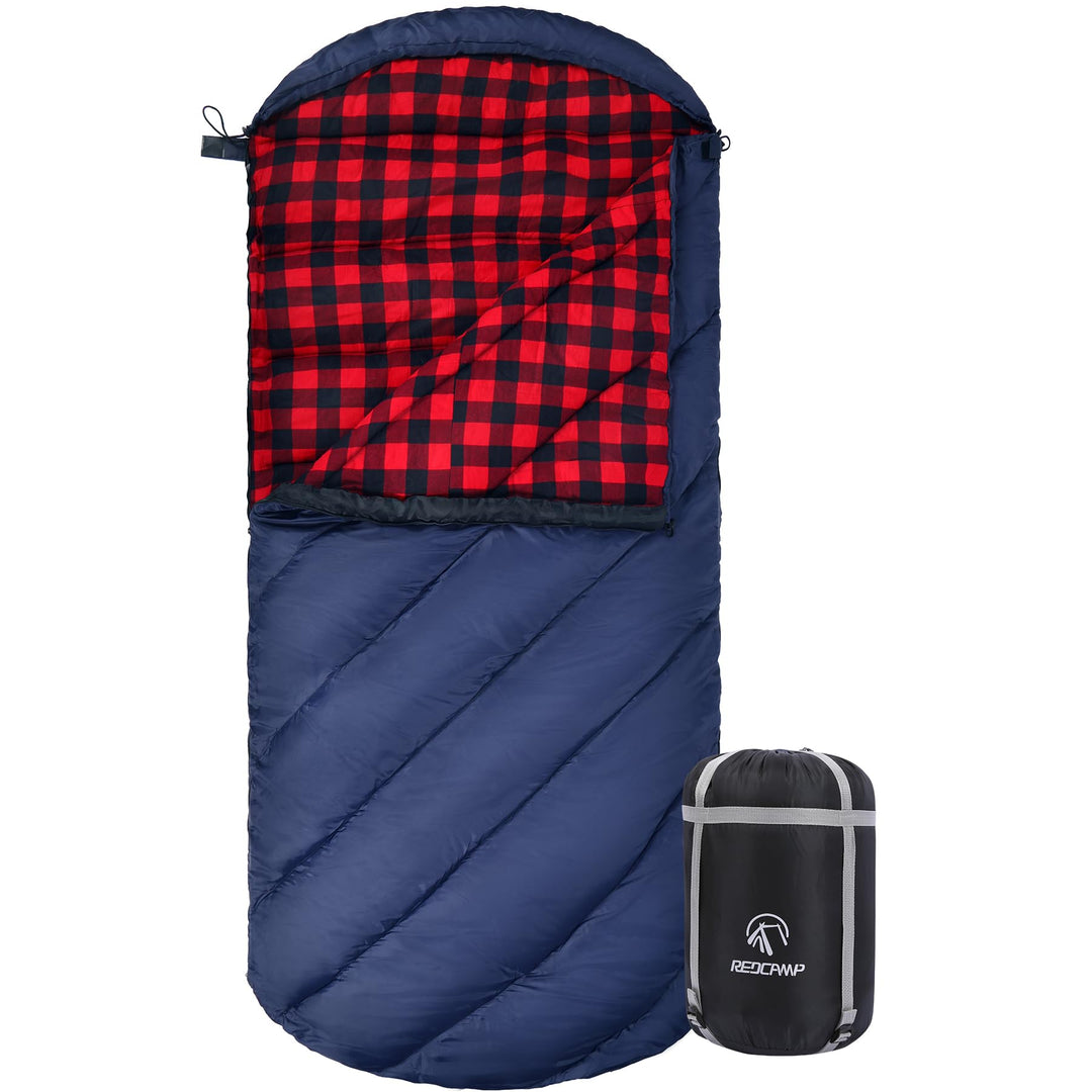Wide Flannel Sleeping Bag with Detachable Hood