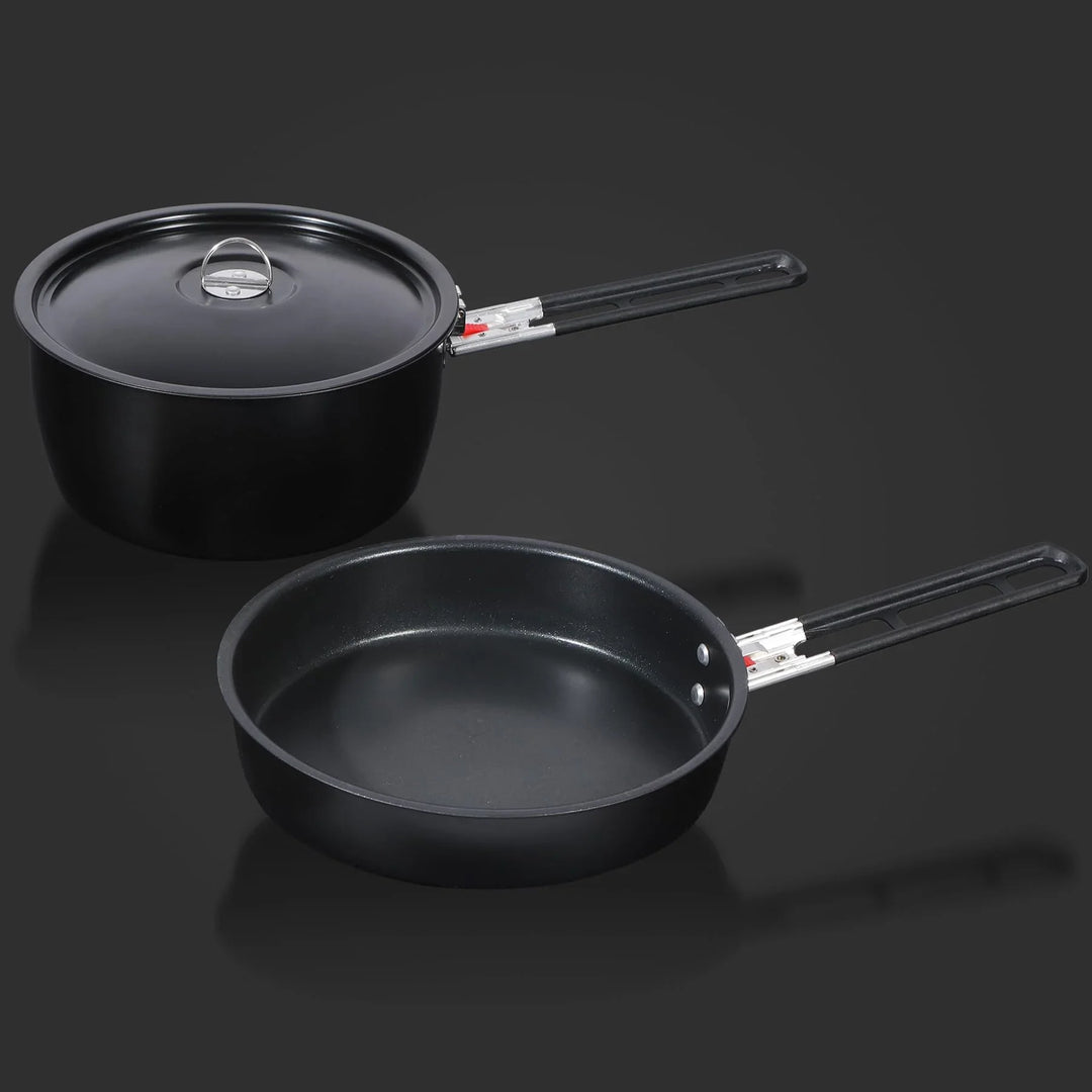 Camping Cookware Mess Kit with Folding Handle