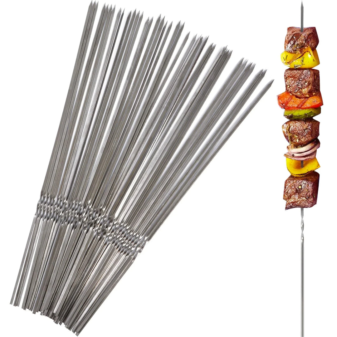 14-Inch Flat Stainless Steel BBQ Skewers