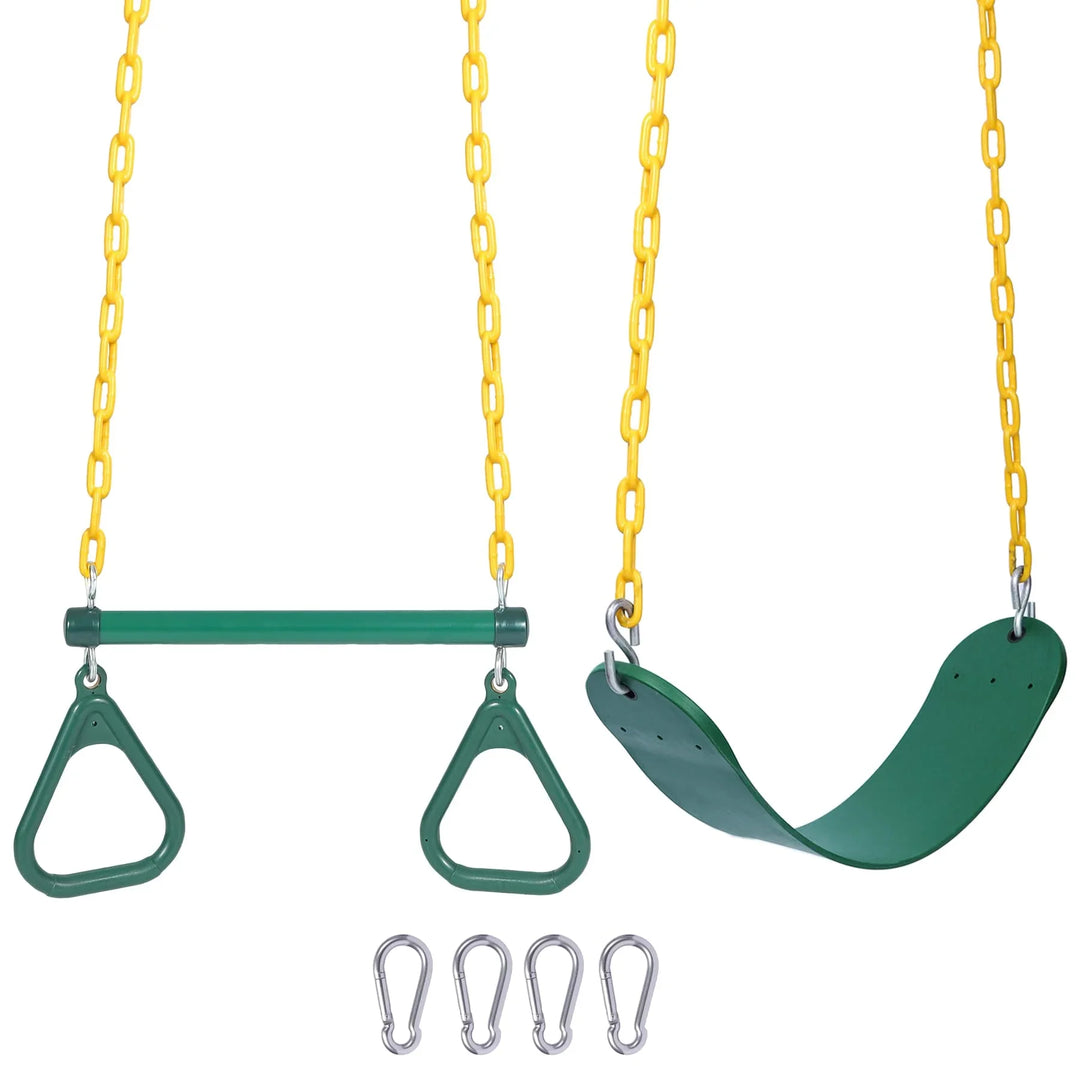 Heavy-Duty Playground Swing Seat & Trapeze Ring Combo