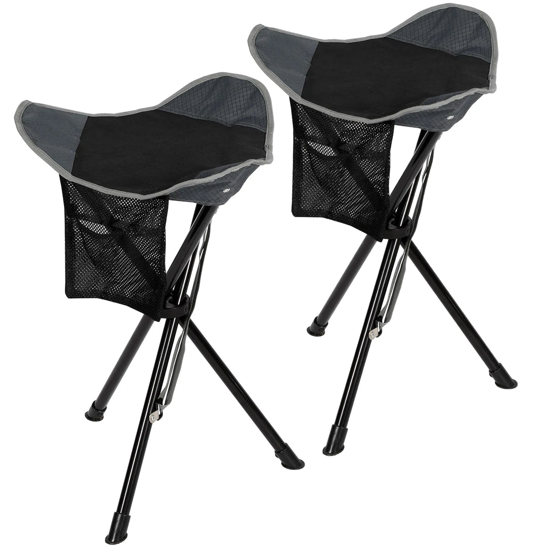 2 Pack 22.4IN Tall Folding Tripod Stools for Adults, Lightweight Portable Camping Stools for Fishing Hunting Backpacking Traveling, Black