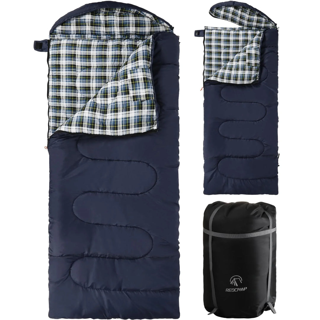 Extra-Wide Cotton Flannel Sleeping Bag for Adult Camping