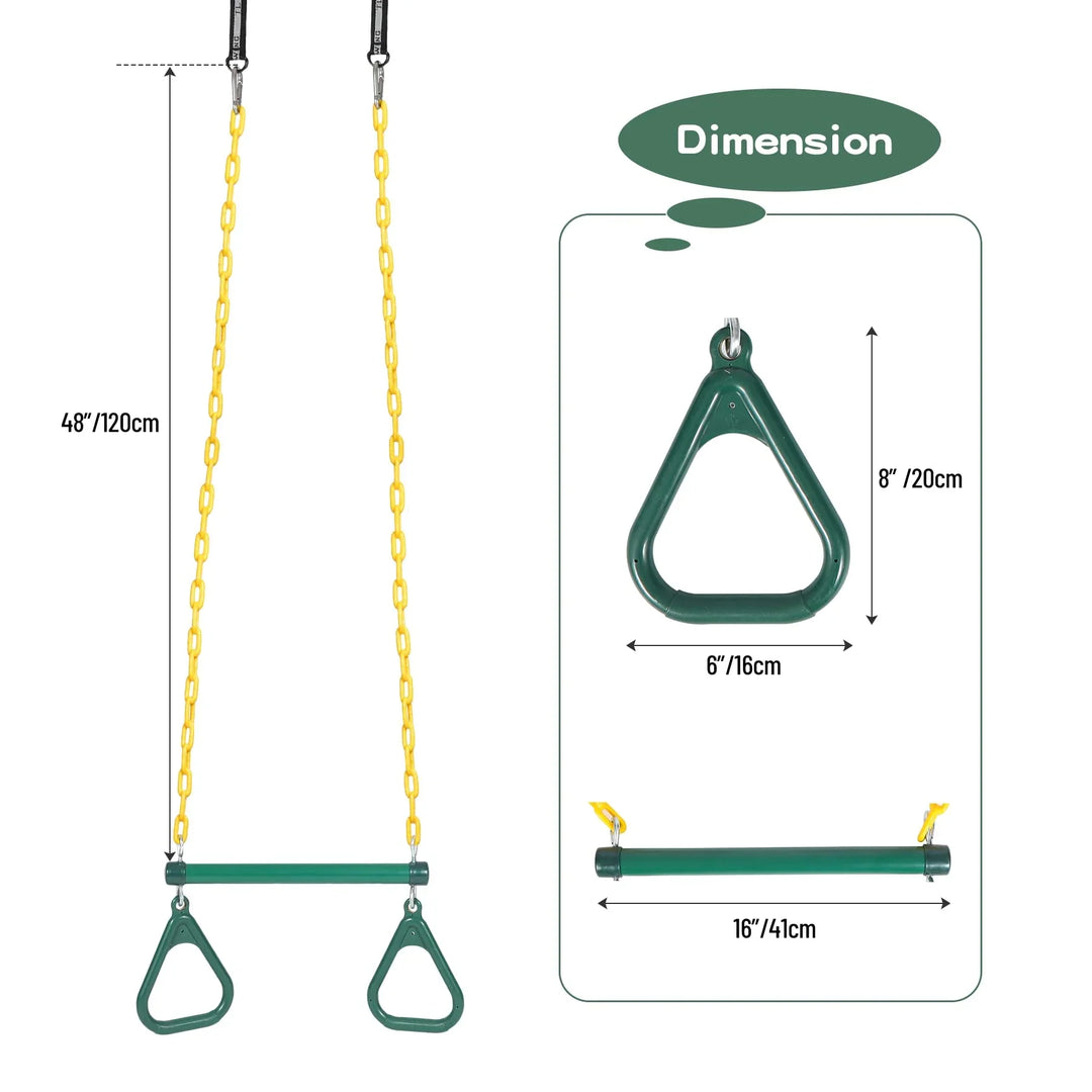 Heavy-Duty Playground Swing Seat & Trapeze Ring Combo