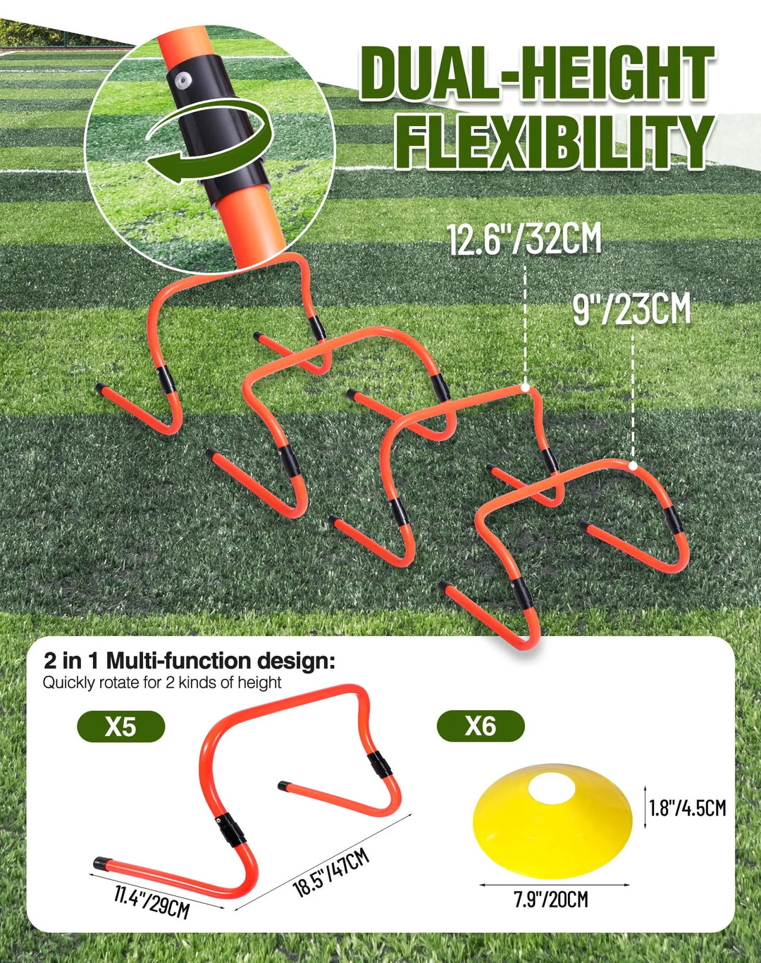 Adjustable Agility Hurdles,4 Height Speed Training Hurdles, Portable Speed Training Equipment with Carry Bag for for Athletes,Kids,Soccer,Basketball