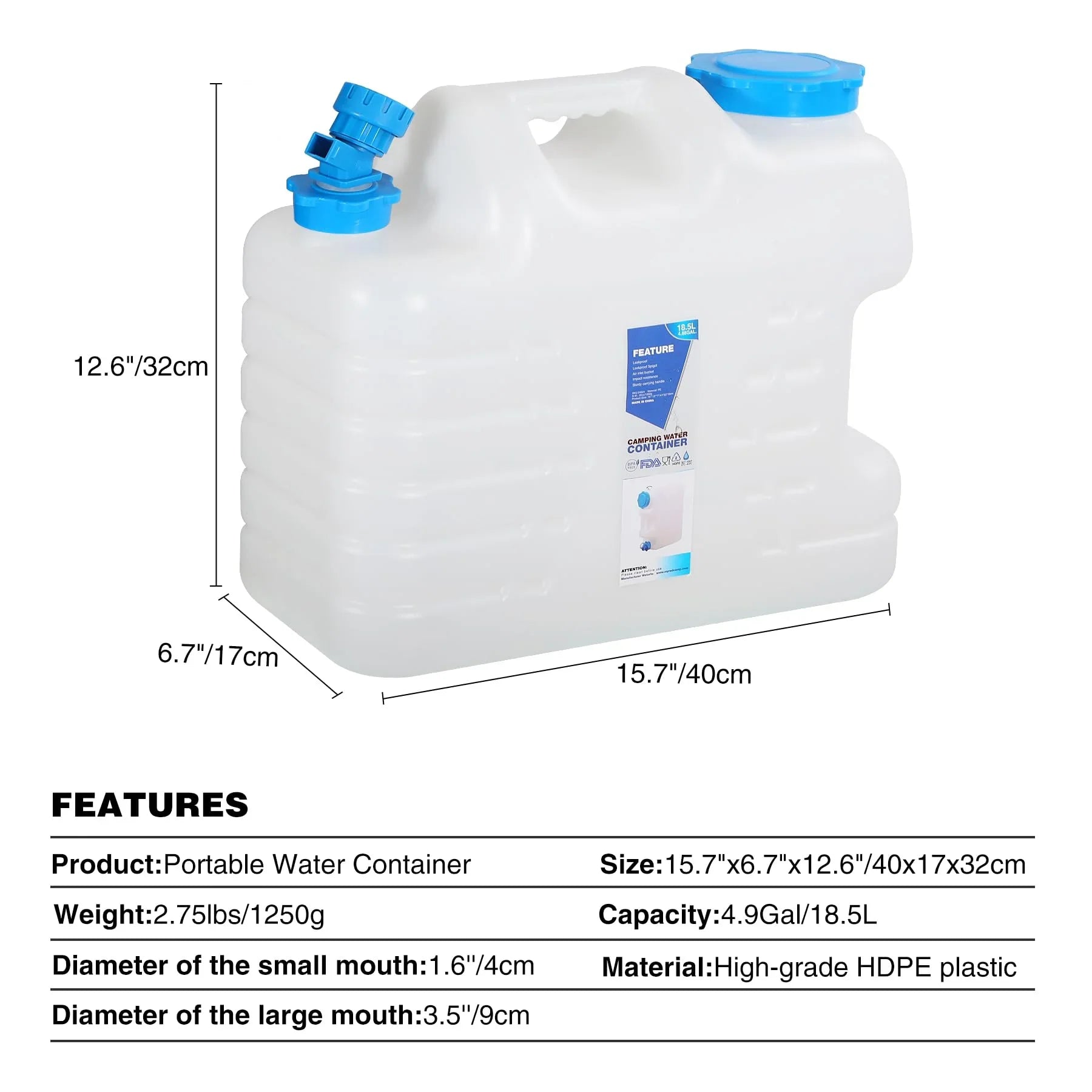 Portable Water Container with Spigot