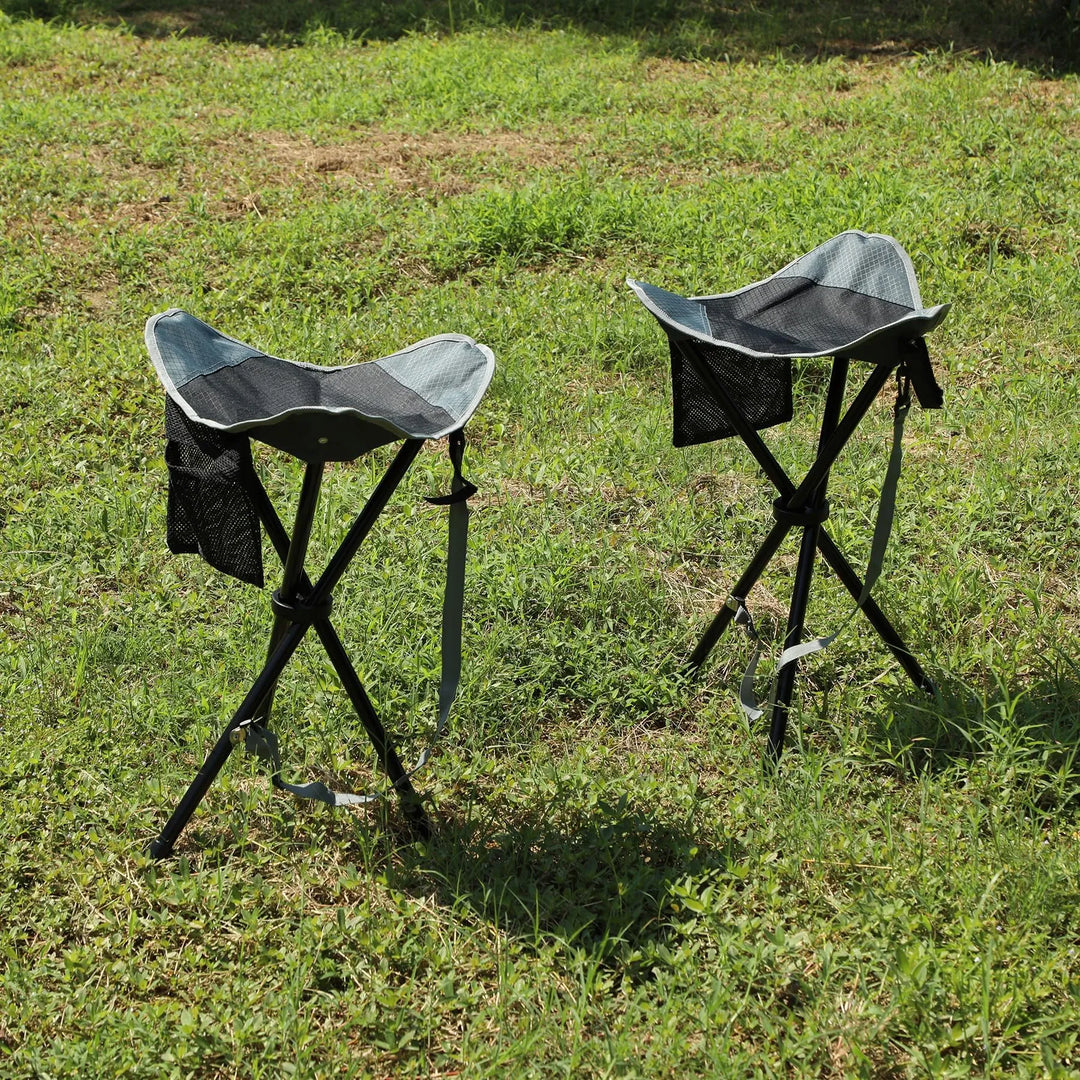 2 Pack 22.4IN Tall Folding Tripod Stools for Adults, Lightweight Portable Camping Stools for Fishing Hunting Backpacking Traveling, Black