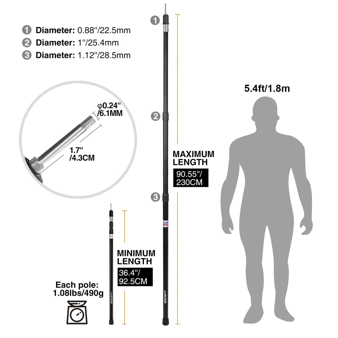 Adjustable Aluminum Telescoping Tarp Poles