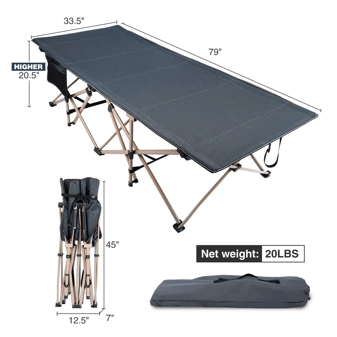 Lit de camp pliant extra large pour adultes, gris, bleu, vert 