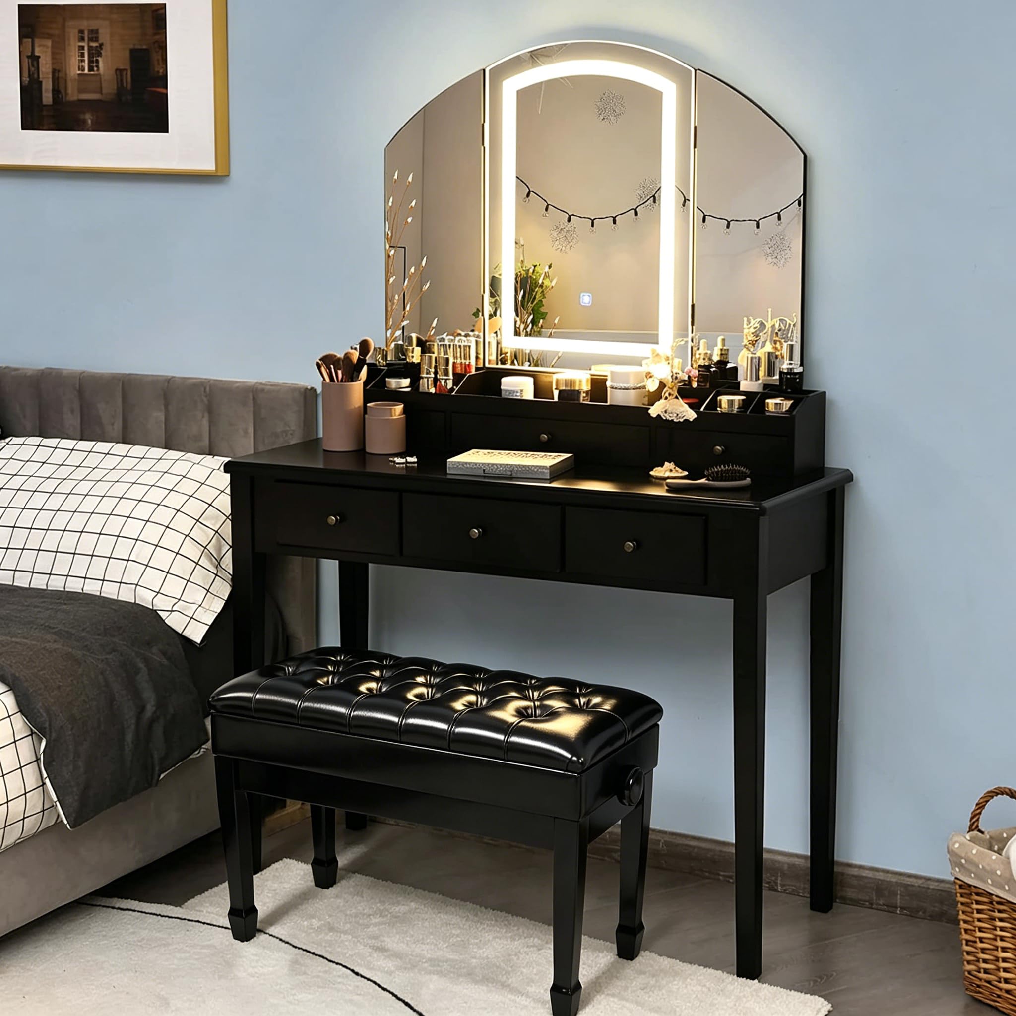 Adjustable Double Piano Bench with Storage