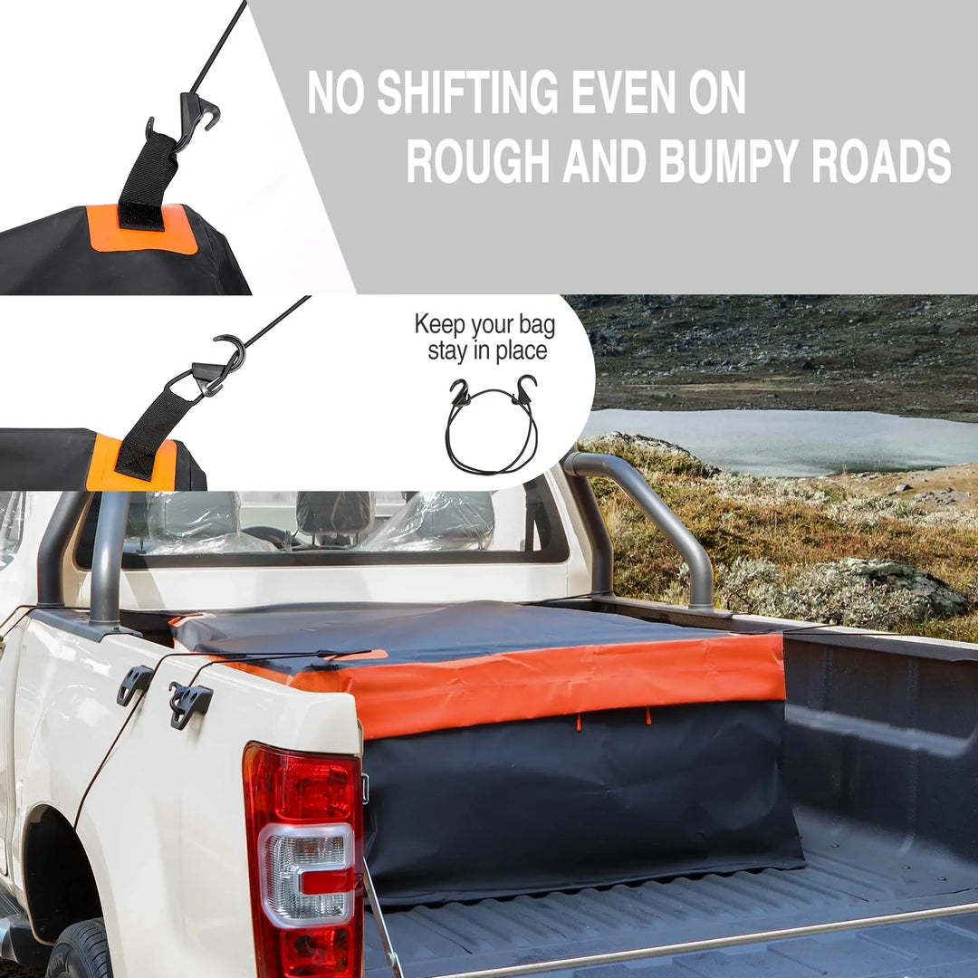 Truck Bed Cargo Bag, 26 Cubic ft Extra Waterproof Pickup Bed Cargo Bag, Fits Any Truck Size, Heavy Duty Luggage Bag with 4 Bungee Cords for Pickup SUV, 50x40x23