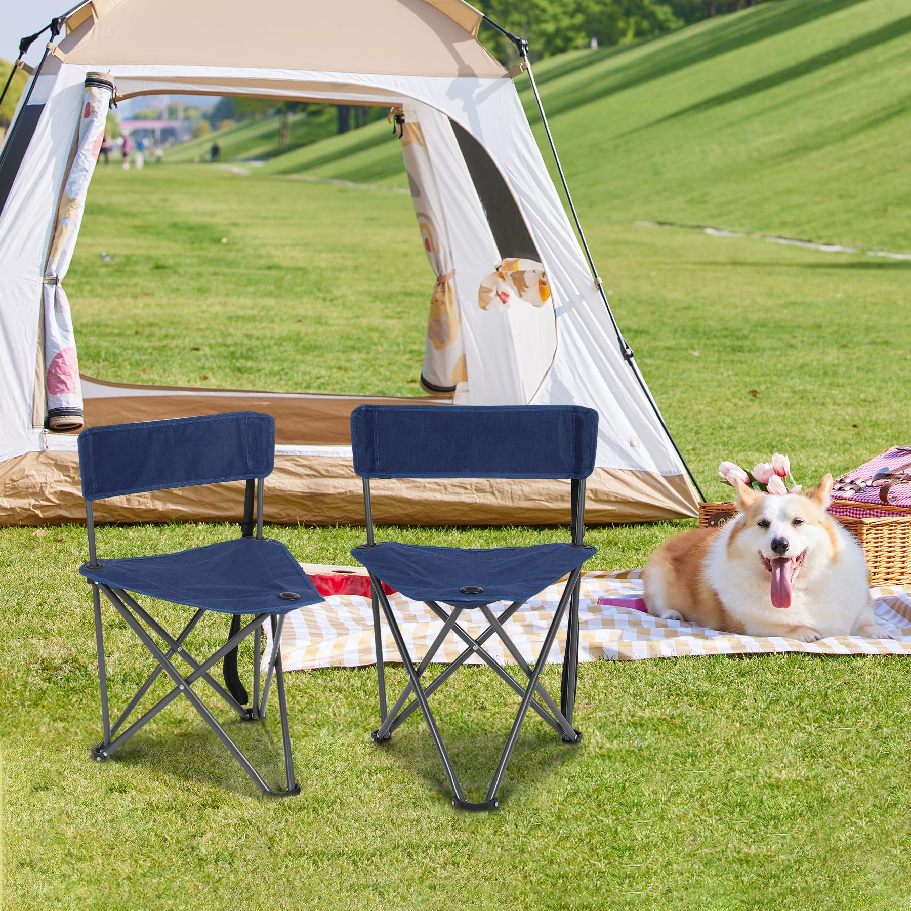 2-Pack Folding Tripod Hunting Chairs with Backrests