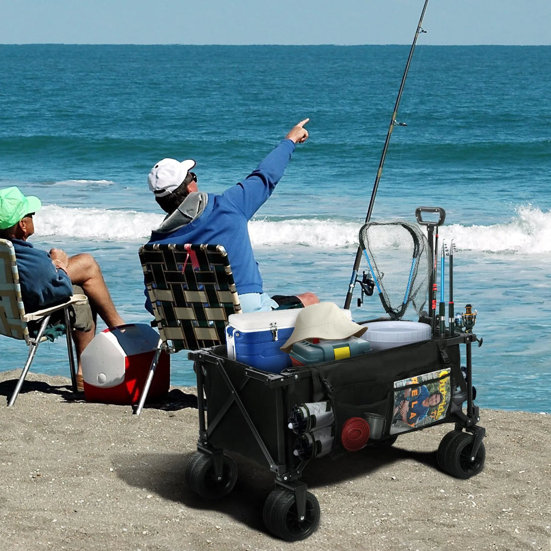 49" Extended Collapsible Fishing Cart with 6 Rod Holders