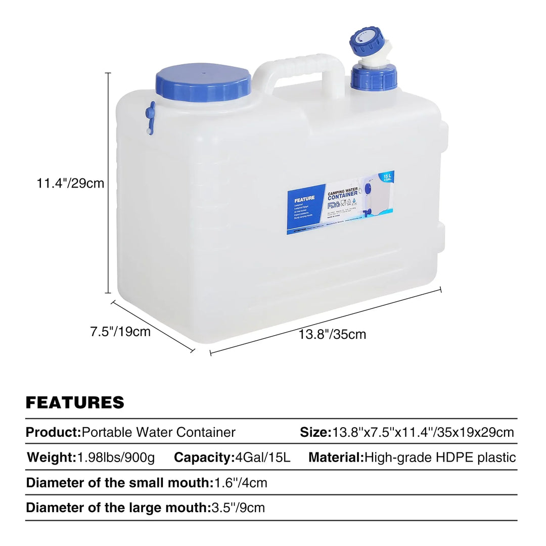 Portable Camping Water Container with Spigot and Wheels - Redcamp