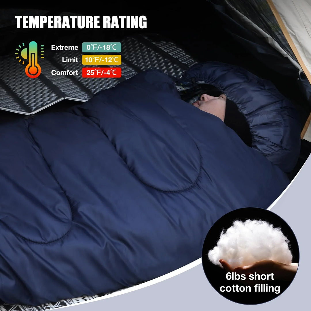 Extra-Wide Cotton Flannel Sleeping Bag for Adult Camping