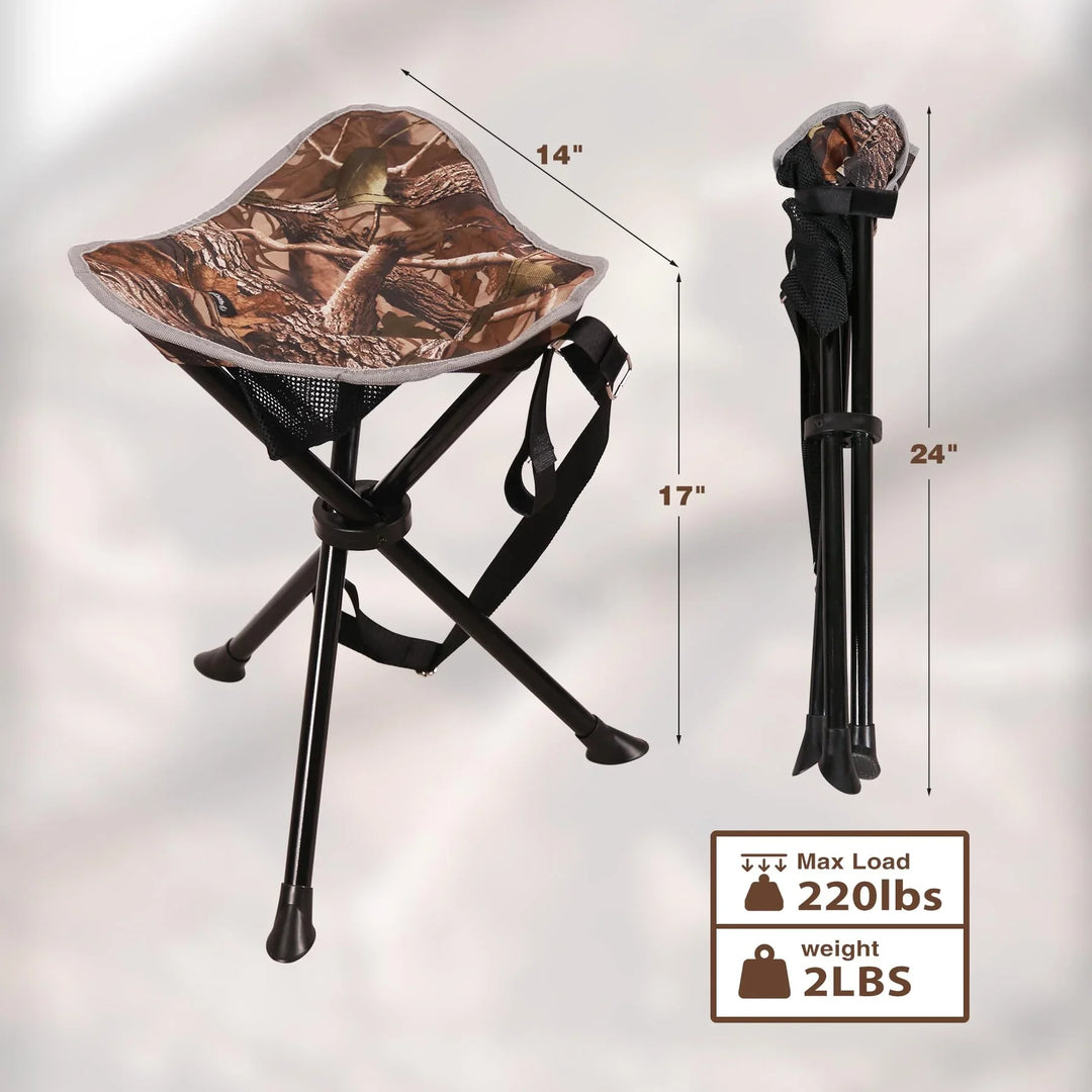 Folding Hunting Stool for Adult, Portable Lightweight 3 Legged Tripod Stool for Fishing Travel Backpacking Hunting Golf