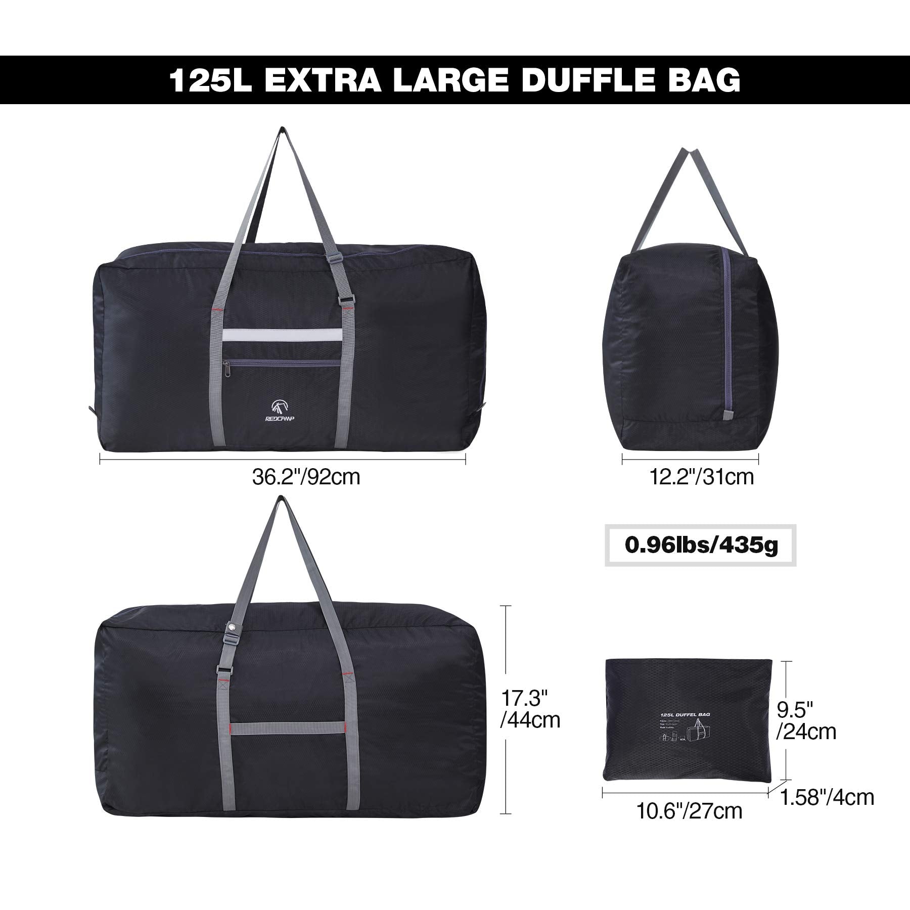 75/96L Large Foldable Travel Bag Lightweight Sports Bag