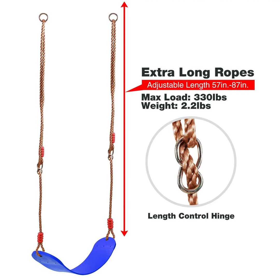 2 Pack Swing Seat for Kids and Adults, Heavy Duty Replacement Swing with Adjustable Ropes, Blue