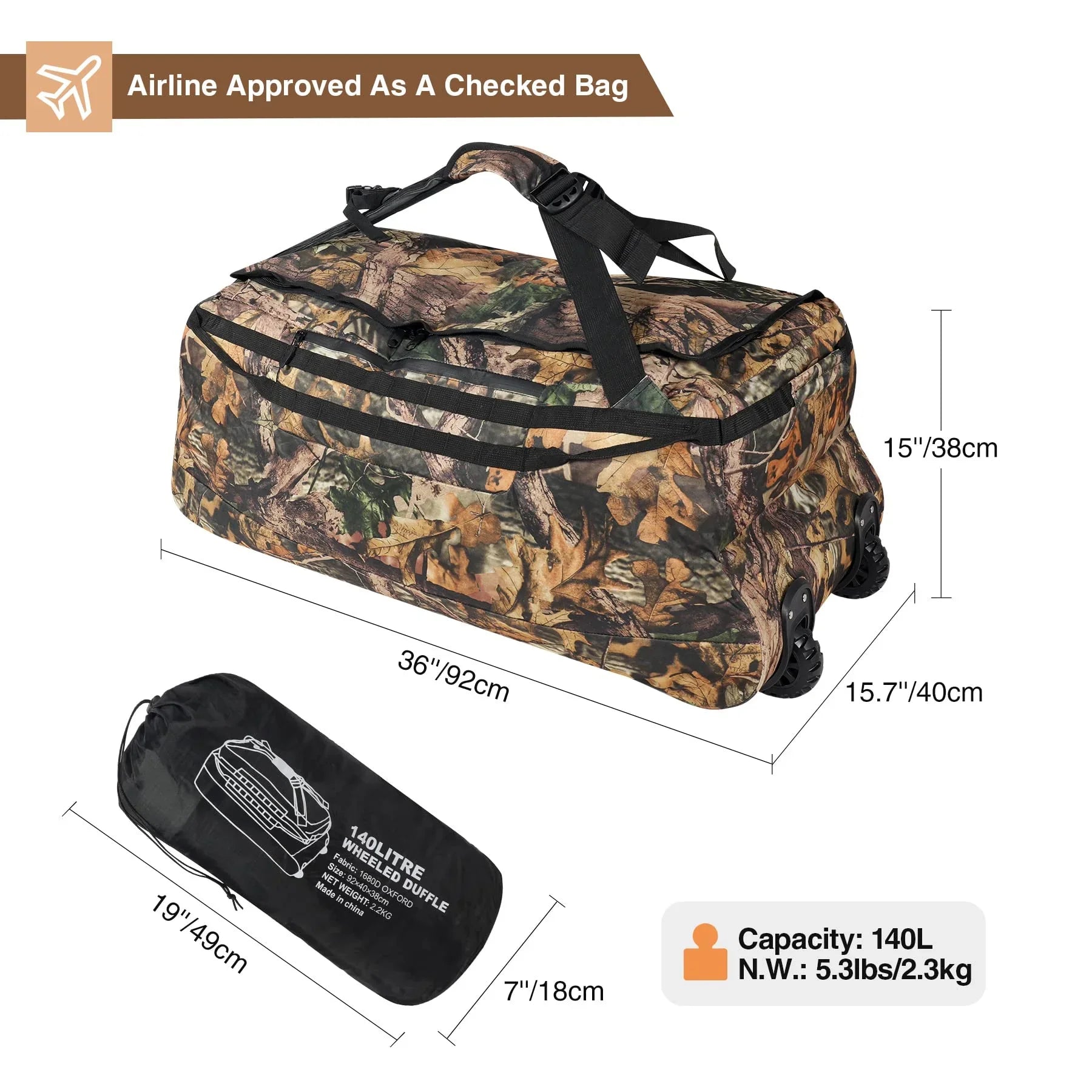 Sac de voyage pliable à roulettes 85/120 L 