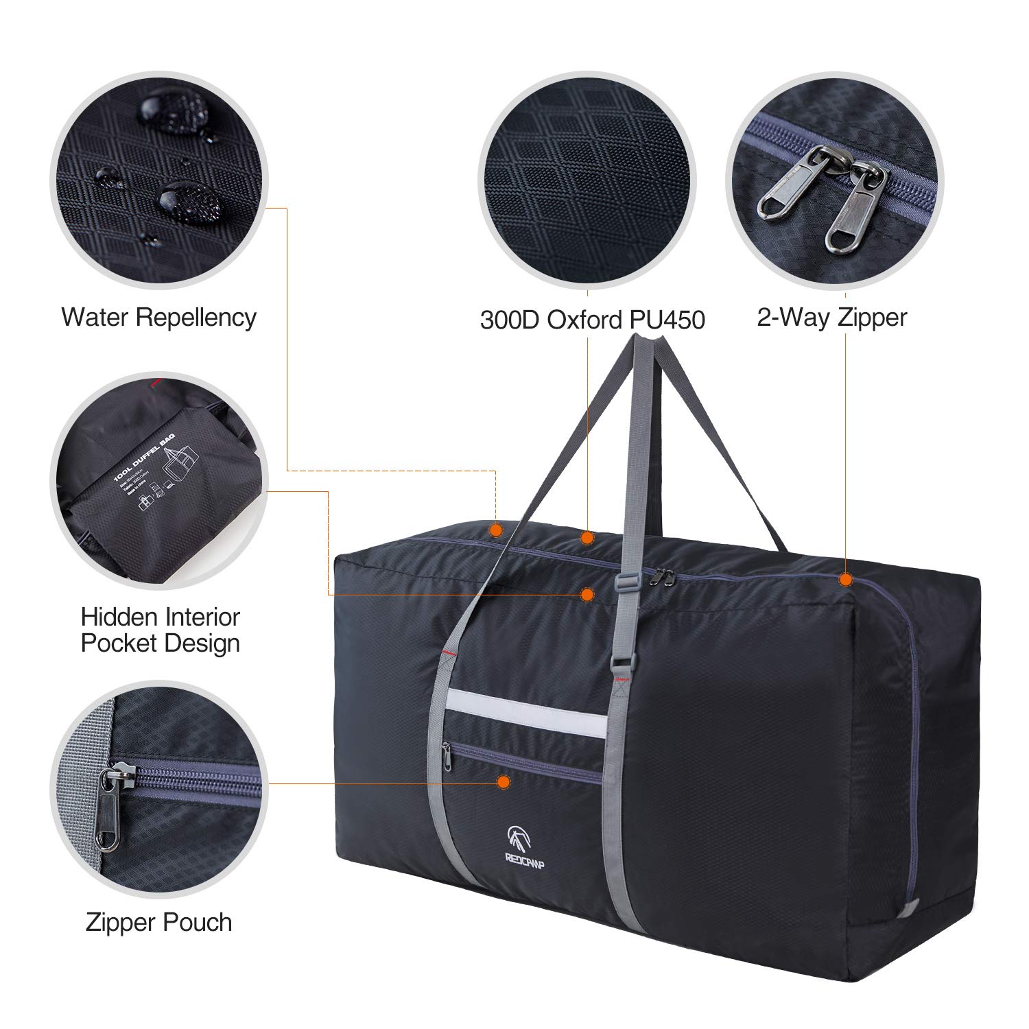 75/96L Large Foldable Travel Bag Lightweight Sports Bag