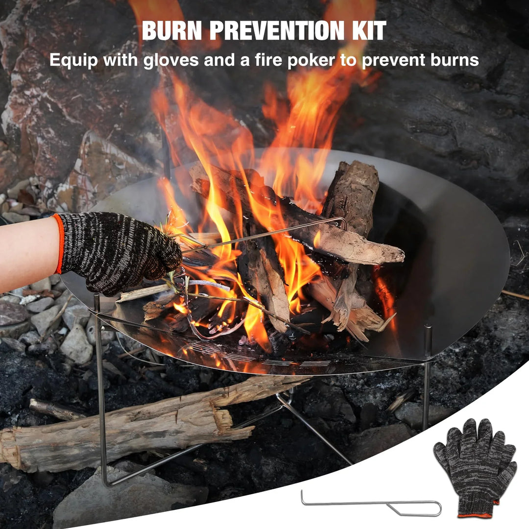 Portable Collapsible Fire Pit - 20 inch Foldable Wood Burning Fire Pit with Storage Bag for Outside Backyard Patio Outdoor Camping Backpacking Beach