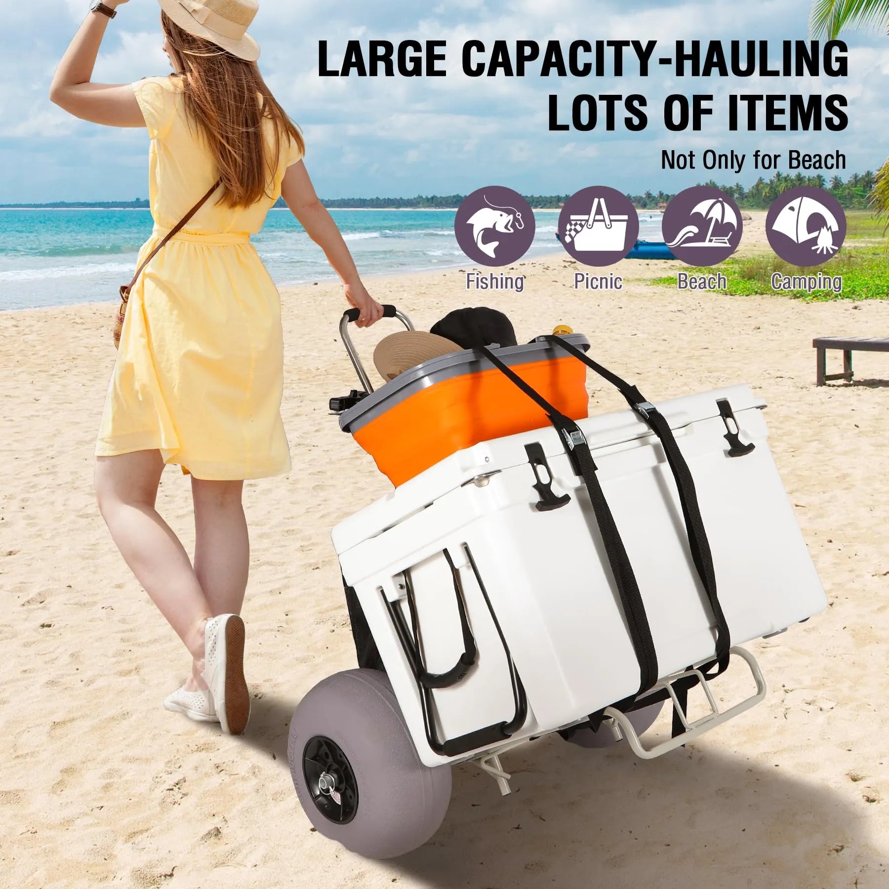 Balloon Wheel Beach Cart for Sand - Redcamp