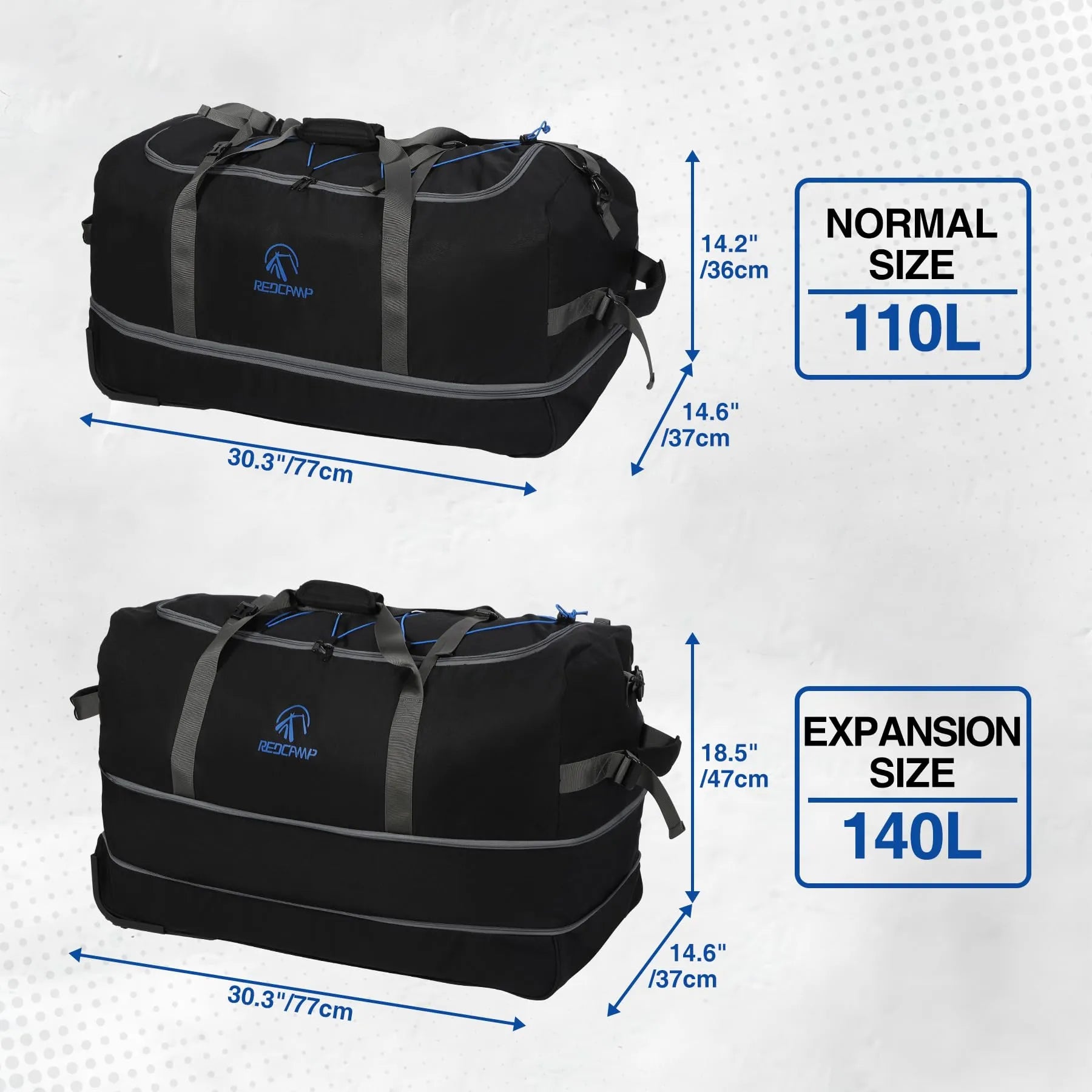 Sac de voyage pliable à roulettes 85/120 L 