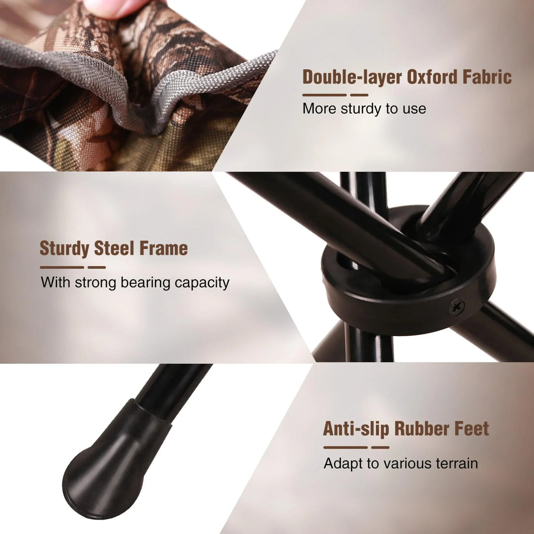 Folding Hunting Stool for Adult, Portable Lightweight 3 Legged Tripod Stool for Fishing Travel Backpacking Hunting Golf